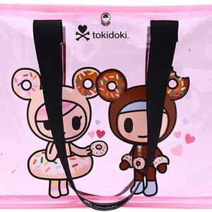 Large Clear Tote Bag PVC Plastic Handbag with Metal Button for Travel and Events